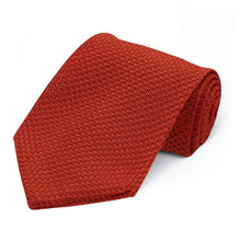 Load image into Gallery viewer, Rolled burnt orange knit textured tie on a white background