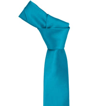 Load image into Gallery viewer, Caribbean Blue Slim Solid Color Necktie, 2.5" Width