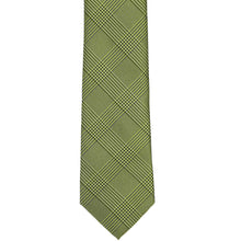 Load image into Gallery viewer, Front of a wasabi green glen plaid tie