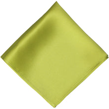 Load image into Gallery viewer, Chartreuse silk pocket square, folded into a diamond