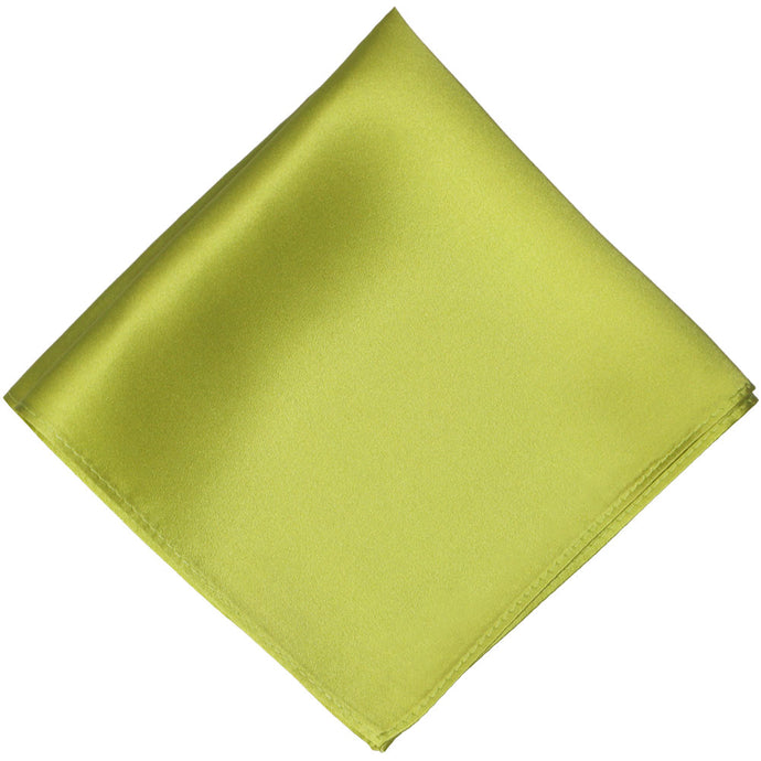 Chartreuse silk pocket square, folded into a diamond