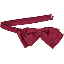 Load image into Gallery viewer, A claret red floppy bow tie with its pre-tied band collar