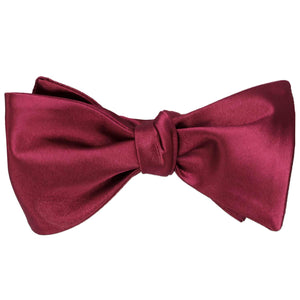 Claret self-tie bow tie, tied