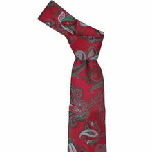 Load image into Gallery viewer, Crimson paisley tie knotted
