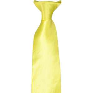 The knot on a daffodil yellow clip-on tie