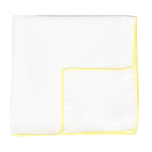 Load image into Gallery viewer, White pocket square with daffodil yellow edges