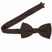 Load image into Gallery viewer, Dark brown band collar bow tie with the band open