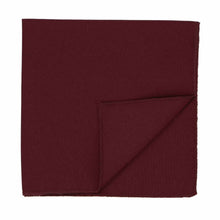 Load image into Gallery viewer, A folded dark burgundy matte pocket square, flipped up to show the backside