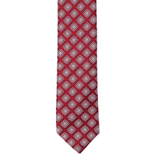 Load image into Gallery viewer, The front of a dark crimson tie with a medallion pattern