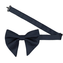 Load image into Gallery viewer, A pre-tied dark navy oversized bow tie with the band collar open