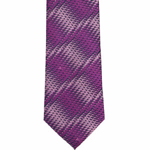 The front of a dark orchid tie with a snakeskin like pattern