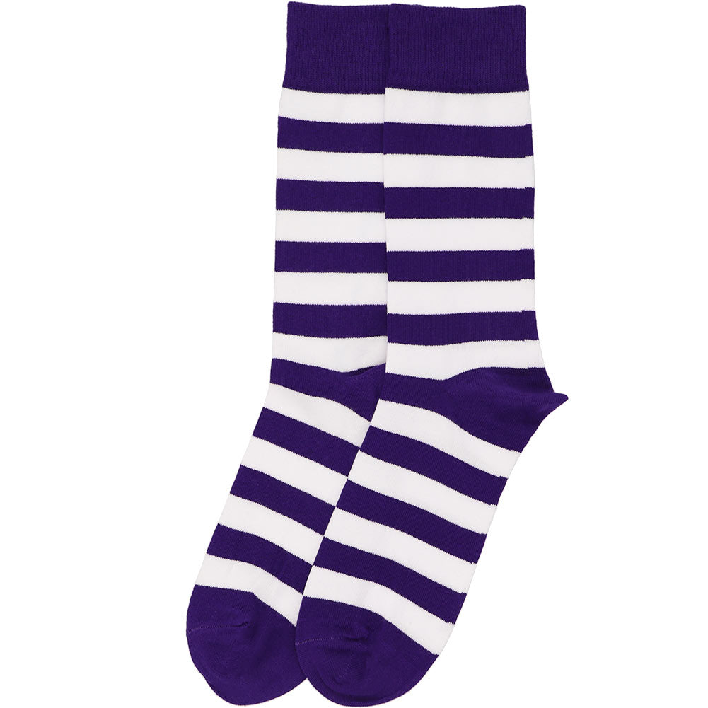 Men's Dark Purple and White Striped Socks | Shop at TieMart – TieMart, Inc.