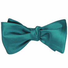 Load image into Gallery viewer, Deep aqua self-tie bow tie, tied