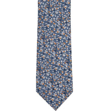 Load image into Gallery viewer, The front of a dusty blue and antique gold pattern tie