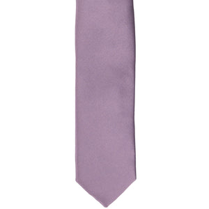 Dusty lilac skinny tie, front