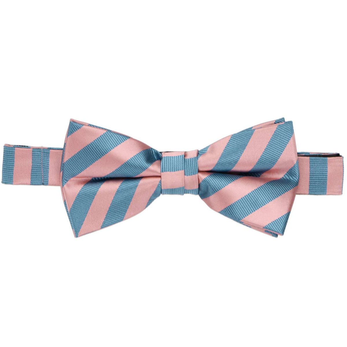 TieMart Red & Navy Blue Striped Tie - Formal Ribbed Satin Necktie (3" Width)