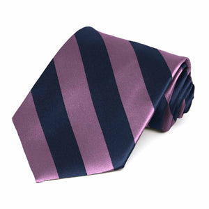 Navy blue and dusty purple striped tie