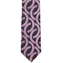 Load image into Gallery viewer, The front of an eggplant purple large link pattern tie in a slim 2.5-inch width