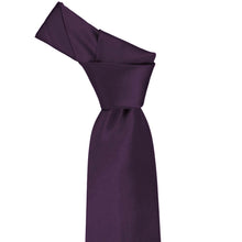Load image into Gallery viewer, Knot on an eggplant purple necktie