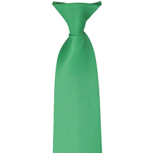 Load image into Gallery viewer, The clip and front of an emerald green clip-on tie