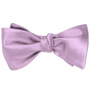 English lavender self-tie bow tie, tied