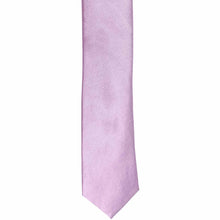 Load image into Gallery viewer, Front of an english purple solid skinny tie