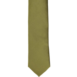 The front of a fern skinny tie, laid flat