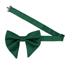 Load image into Gallery viewer, A fir green oversized teardrop bow tie with the band open