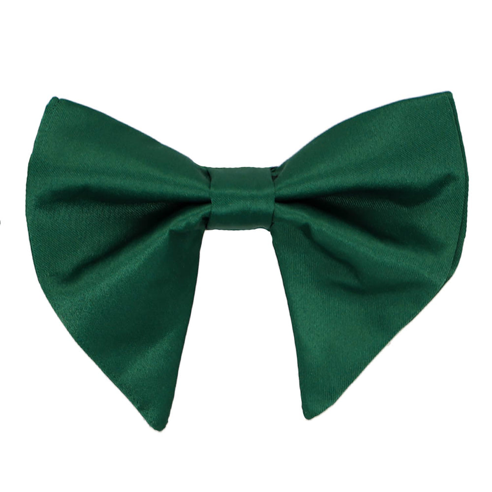 A dark green oversized teardrop bow tie, pre-tied