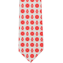 Load image into Gallery viewer, Front view of a red and gray firefighter themed novelty tie
