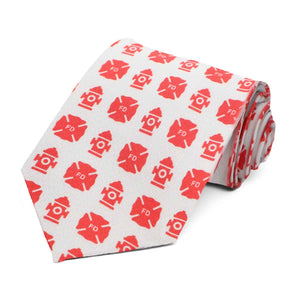 Fireman-themed novelty tie in red and gray
