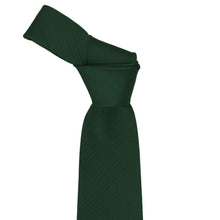 Load image into Gallery viewer, Knot on a forest green herringbone necktie