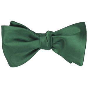 Forest green self-tie bow tie, tied