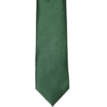 Load image into Gallery viewer, The front of a forest green slim tie, laid out flat