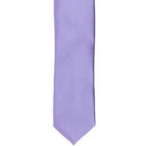 The front of a freesia skinny tie, laid out flat