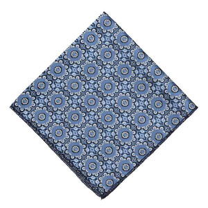 Folded blue and white floral pattern pocket square