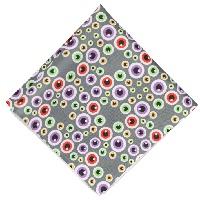 Halloween themed eyeball pattern pocket square in gray and various colors