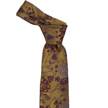 Load image into Gallery viewer, Knot on a detailed gold floral tie