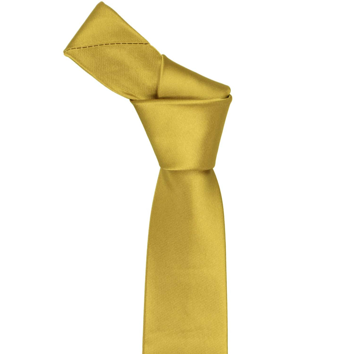 Gold Slim Solid Color Necktie, 2.5