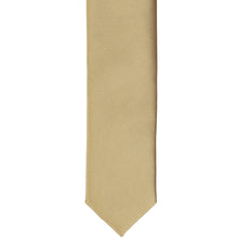Load image into Gallery viewer, The front of a golden champagne skinny tie, flat