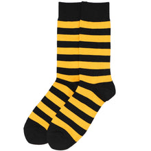 Load image into Gallery viewer, Pair of golden yellow and black striped socks