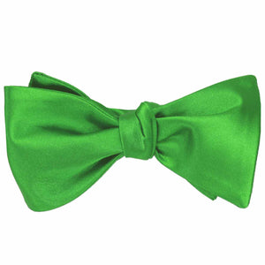 Grass green self-tie bow tie, tied