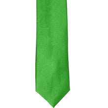 Load image into Gallery viewer, Flat front view of a slim grass green tie