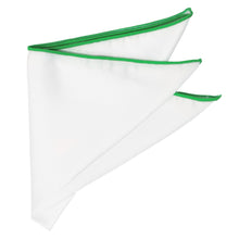 Load image into Gallery viewer, White folded pocket square with grass green edges