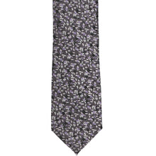 Load image into Gallery viewer, The front of a gray and purple grain pattern tie