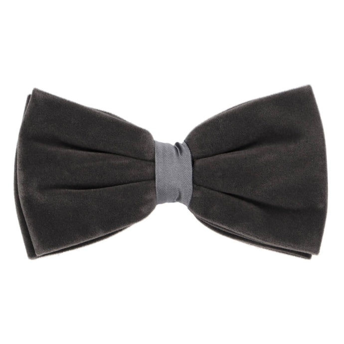 Gray velvet bow tie