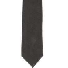 Load image into Gallery viewer, The front of a dark gray velvet tie, laid flat