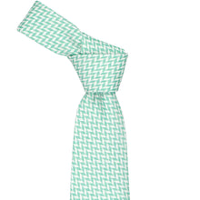 Load image into Gallery viewer, Knot on a green and white herringbone pattern tie