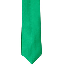 Load image into Gallery viewer, The front of a green slim tie, laid out flat