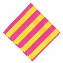 Load image into Gallery viewer, A hot pink and yellow striped pocket square